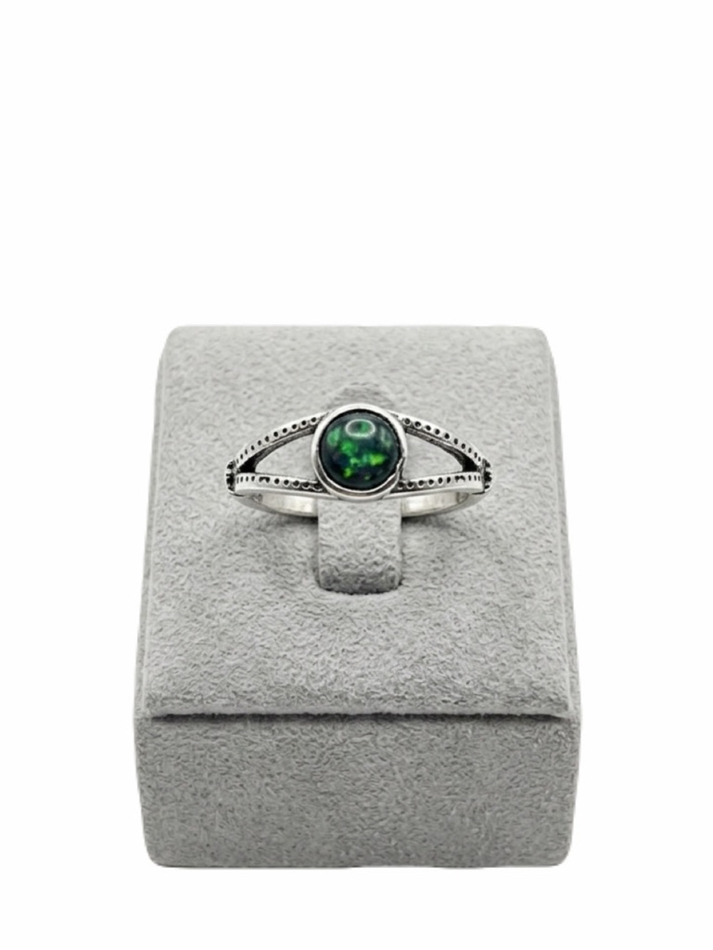 New Canadian Ammolite Fossil Sterling Silver Handmade Minimalist Boho Ring